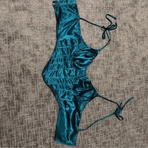 Silky Teal Satin Bralette Top - Women Intimates & Sleepwear
